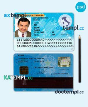 sample Italy ID template in PSD format, fully editable, with all fonts (2006 - 2016) download