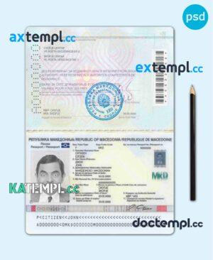 sample Macedonia passport template in PSD format, fully editable, with all fonts download