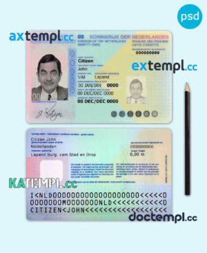 sample Netherlands ID template in PSD format, fully editable download