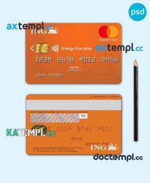 sample Netherlands ING Orange mastercard template in PSD format, fully editable download