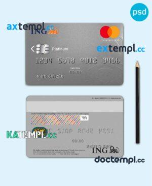 sample Netherlands ING Bank mastercard template in PSD format, fully editable download
