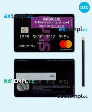 sample Skrill mastercard template in PSD format fully editable download
