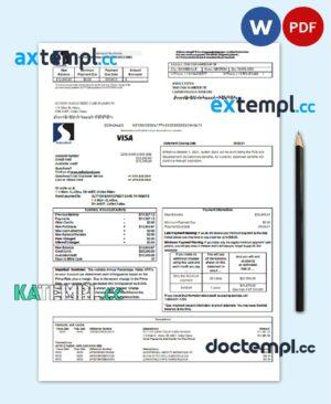 sample USA Sutton bank credit card statement template in Word and PDF format download
