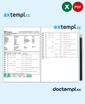 sample India Finacle bank statement in Excel and PDF format (2 pages) download