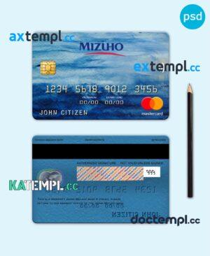 sample Japan Mizuho bank mastercard, fully editable template in PSD format download