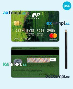 sample Japan Post bank mastercard, fully editable template in PSD format download