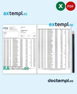 sample Philippines PNB bank statement template in Excel and PDF format (4 pages) download