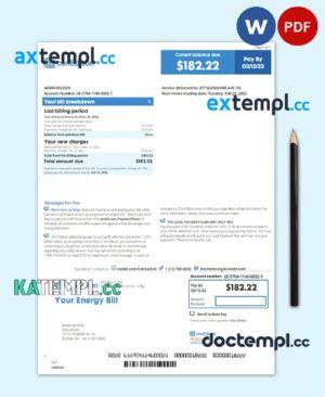 sample USA NEW YORK CONEDISON utility bill Word and PDF template, version 2 download