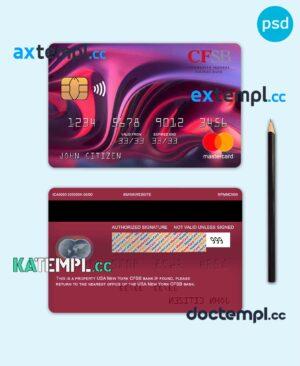 sample USA New York CFSB bank mastercard fully editable template in PSD format download