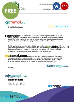 free download letterhead example in Word and PDF format, fully editable