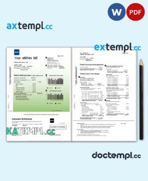sample France Total Direct Energie utility bill template in Word and PDF format download