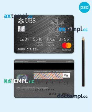 sample Monaco UBS bank mastercard, fully editable template in PSD format download