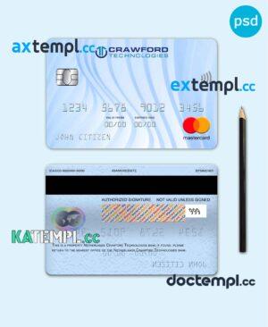 sample Netherlands (Holland) Crawford Technologies bank mastercard, fully editable template in PSD format download
