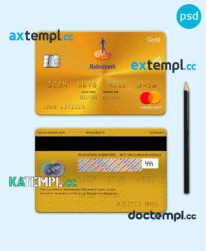 sample Netherlands Rabobank mastercard gold, fully editable template in PSD format download