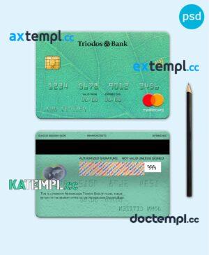 sample Netherlands Triodos bank mastercard, fully editable template in PSD format download