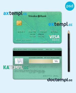 sample Netherlands Triodos bank visa electron card, fully editable template in PSD format download