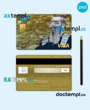 sample Norway DNB bank visa gold card, fully editable template in PSD format download