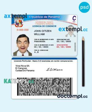 sample Panama driving license template in PSD format, fully editable download