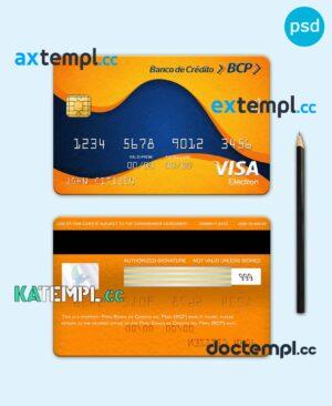sample Peru Banco de Credito del Peru (BCP) bank visa electron card, fully editable template in PSD format download