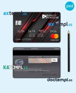 sample Portugal Banco Popular bank mastercard, fully editable template in PSD format download