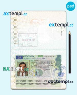 sample Portugal Visa card template in PSD format, fully editable download
