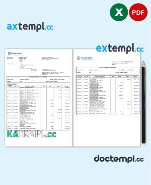 sample Uganda Stanbic bank statement template in Excel and PDF format (3 pages) download