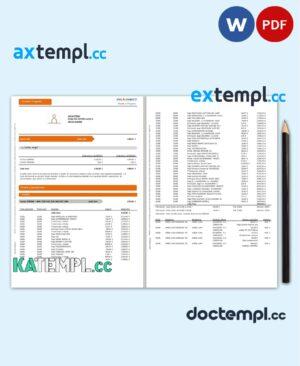 sample Spain ING Direct bank statement template in Word and PDF format, 3 pages download