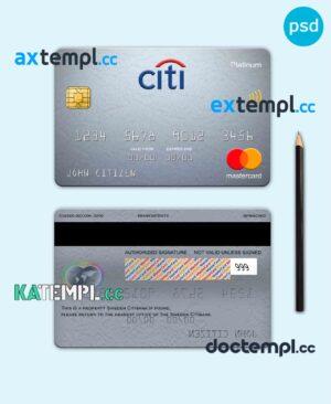 sample Sweden Citibank mastercard platinum, fully editable template in PSD format download