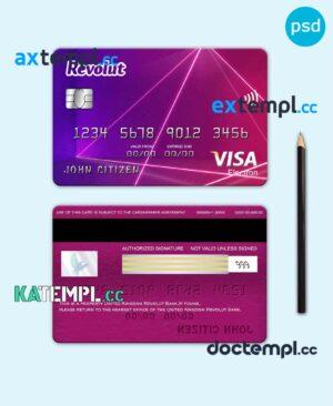sample United Kingdom Revolut Bank visa electron card, fully editable template in PSD format download