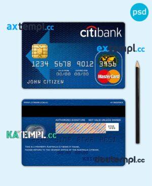 sample Australia Citibank mastercard template in PSD format, fully editable download