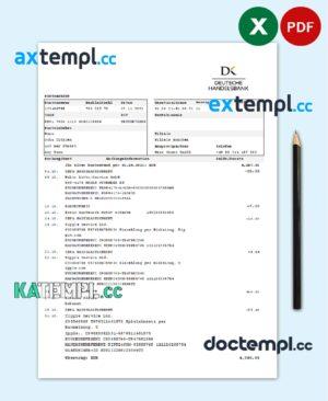 sample Germany Deutsche Handelsbank AG bank statement template in .xls and .pdf format download
