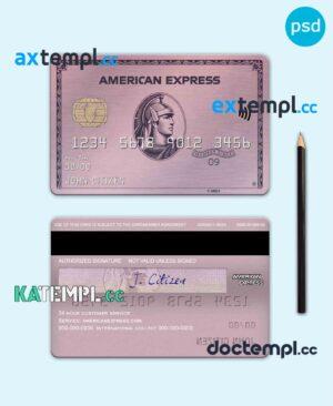 sample USA ADP Earnings bank AMEX rose gold card template in PSD format, fully editable download