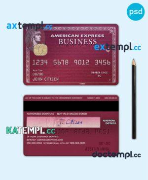sample USA BB&T Corp. bank AMEX business plum card template in PSD format, fully editable download
