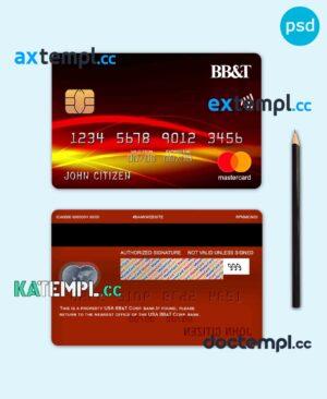 sample USA BB&T Corp. bank mastercard fully editable template in PSD format download