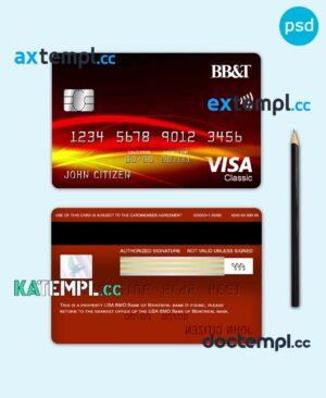sample USA BB&T Corp. bank visa classic card fully editable template in PSD format download