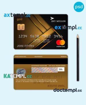 sample USA Bank of New York Mellon mastercard gold fully editable template in PSD format download