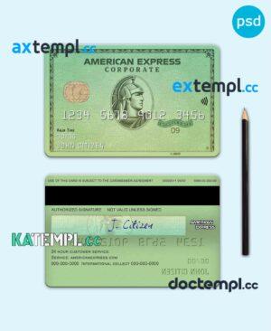 sample USA California Varo bank AMEX green card template in PSD format, fully editable download