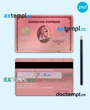 sample USA Capital One bank AMEX rose gold card template in PSD format, fully editable download