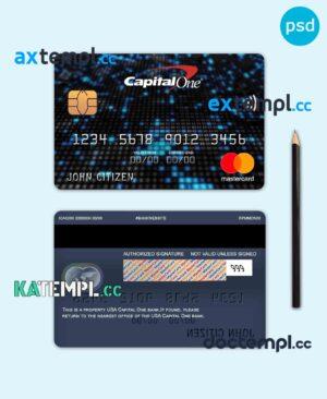 sample USA Capital One bank mastercard fully editable template in PSD format download