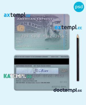 sample USA Discover bank AMEX platinum card template in PSD format, fully editable download