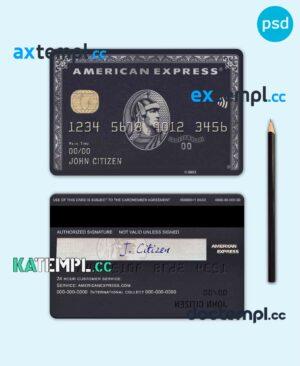 sample USA JP Morgan Chase bank AMEX black card template in PSD format, fully editable download