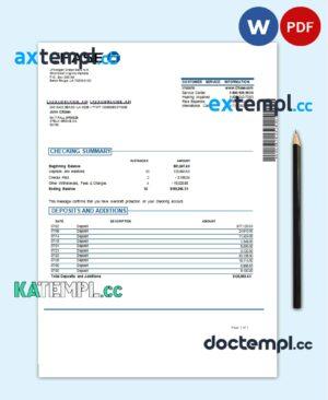 sample USA JP Morgan Chase bank statement template in Word and PDF format, .doc and .pdf format download