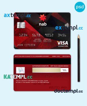 sample USA NAB bank visa signature card fully editable template in PSD format download