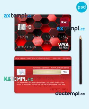 sample USA North Carolina BB&T Corp. bank visa signature card fully editable template in PSD format download