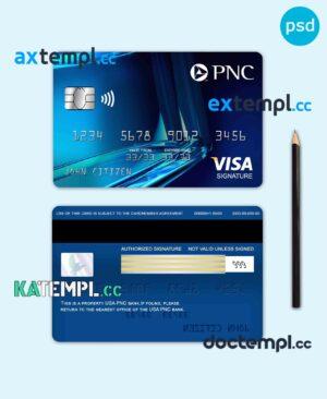 sample USA PNC bank visa signature card fully editable template in PSD format download