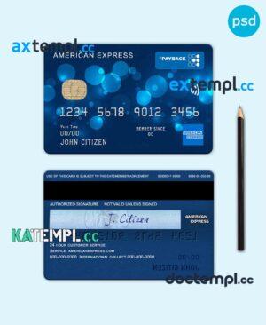 sample USA Regions bank AMEX payback template in PSD format, fully editable download