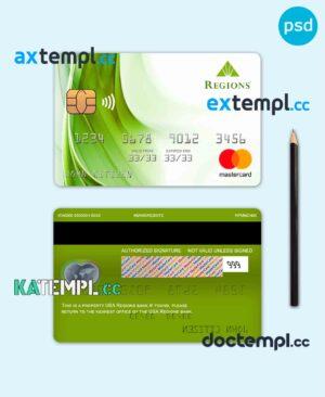sample USA Regions bank mastercard fully editable template in PSD format download