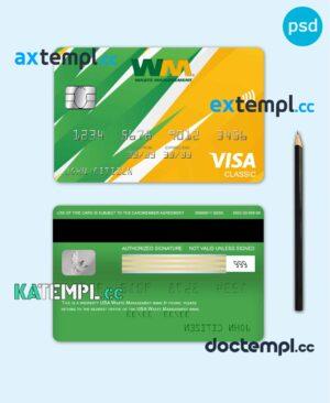 sample USA Waste Management bank visa classic card, fully editable template in PSD format download