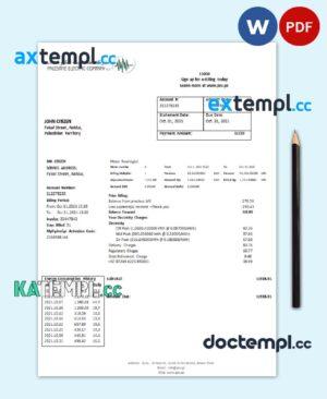 sample Palestine Electric Company (PEC) utility bill template in Word and PDF format download