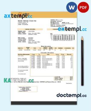 sample Palestine Electricity Distribution Company Gaza (GEDCO) utility bill template in Word and PDF format download